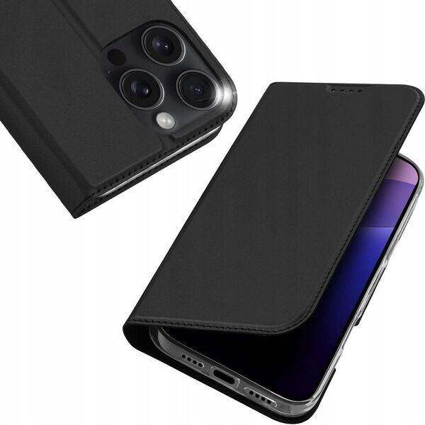 Dux Ducis Etui Dux Ducis Skin Pro na iPhone 16 Pro Max z klapką i miejscem na kartę - czarne 13921488 6934913004203