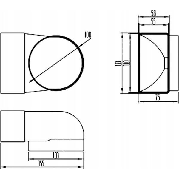 Kolanko łącznikowe D/KŁZ 104/110x55 Dospel 007-0223 13929116 5901560509154