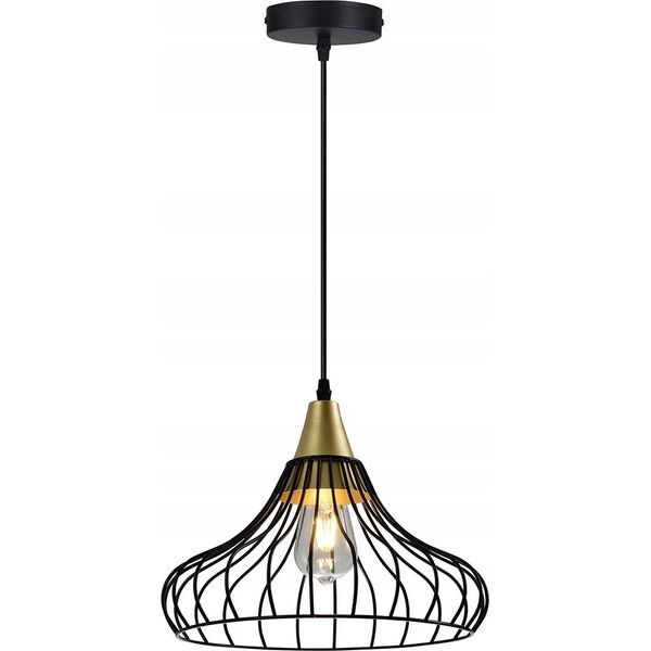 Lampa wisząca GTVP Lotte OS-LOT-11-DEC lampa wisząca zwis 1x40W E27 czarna/złota 13932060 5902801342622