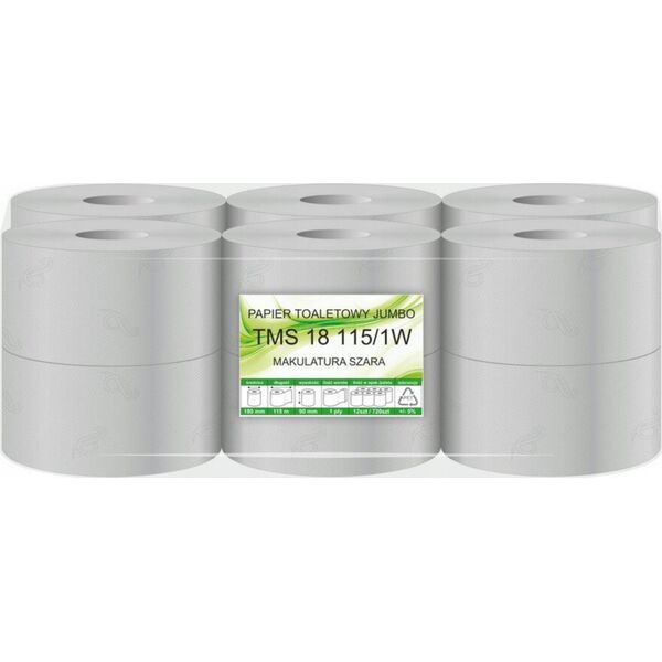 EkoClean Bunny Soft - Big Rola Eko - Naturalny papier toaletowy jednowarstwowy, makulatura, 105m, 12 rolek 13932697 5900704003404