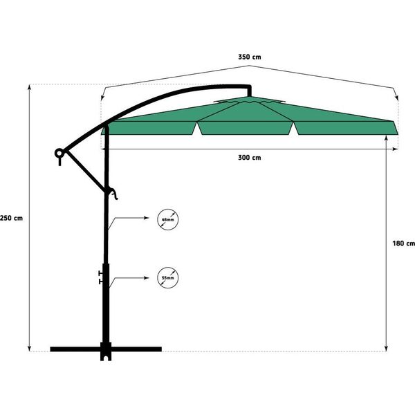 Chillafish Garden umbrella on the side arm, foldable 13934212 5902759979567