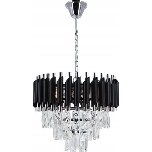 Lampa wisząca Mdeco Elem Toledo 6260/4 8C BL lampa wisząca zwis 4x40W E14 chrom/transparentna/czarna 13935332 5907737334918