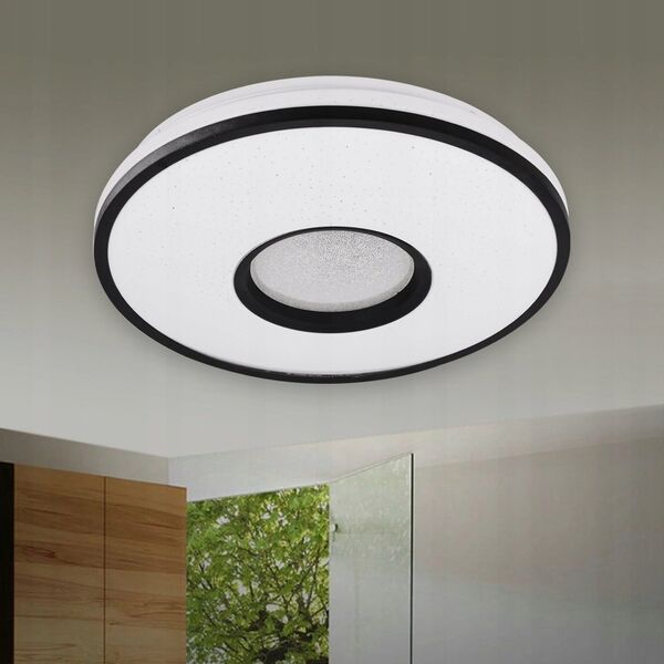Lampa sufitowa LVT LVT Santo 4043 plafon lampa sufitowa z pilotem 1x24W LED 3000-6500K CCT 1680lm ściemnialny biały/czarny 13936959 5908263384453