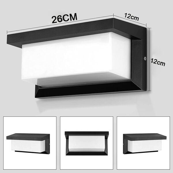 Kinkiet LVT LVT Lagos 7925 kinkiet lampa ścienna ogrodowa IP54 1x12W LED 4000K 840lm z czujnikiem ruchu czarny/biały 13936983 5904703002338