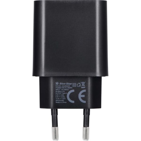 Ładowarka Blue Star BLUE STAR ładowarka sieciowa 3A 25W Typ C PD QC4.0 TFB-TC-25WPD czarna 13938072 5903396180842