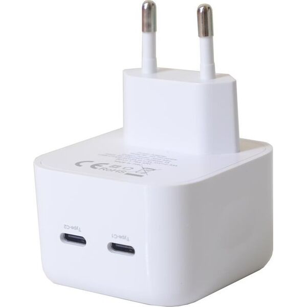 Ładowarka Maxximus ŁADOWARKA SIECIOWA MX THUNDER PD 35W, 2xUSB-C, WHITE / BIAŁY 13938377 5901313560951