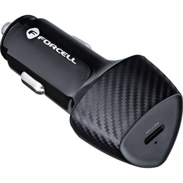 Ładowarka ForCell FORCELL F-ENERGY Carbon CC50-1C ładowarka samochodowa Typ C + kabel Typ C do Lightning PD 3A 20W czarna 13938526 5903396209536