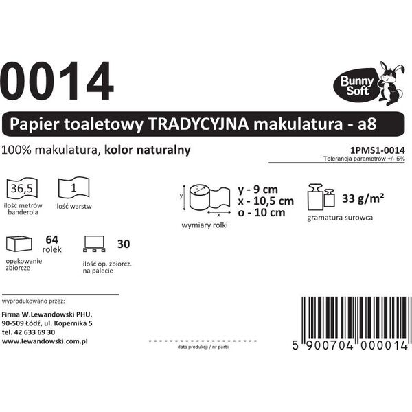 Bunny Soft Bunny Soft Tradycyjny - Miękki papier toaletowy, 100% makulatura - 8 rolek 13939677 5900704000014
