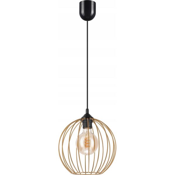 Lampa wisząca Lamkur Lamkur Zoya 45153 lampa wisząca zwis nowoczesna loft klatka metalowa 1x60W E27 złota/czarna 13940463 5907687445153
