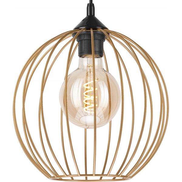 Lampa wisząca Lamkur Lamkur Zoya 45153 lampa wisząca zwis nowoczesna loft klatka metalowa 1x60W E27 złota/czarna 13940463 5907687445153