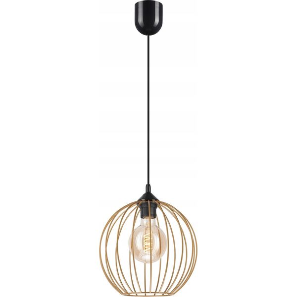 Lampa wisząca Lamkur Lamkur Zoya 45153 lampa wisząca zwis nowoczesna loft klatka metalowa 1x60W E27 złota/czarna 13940463 5907687445153