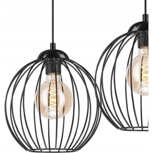 Lampa wisząca Lamkur Lamkur Zoya 45405 lampa wisząca zwis metalowa loft klatka 2x60W E27 czarna 13940620 5907687445405