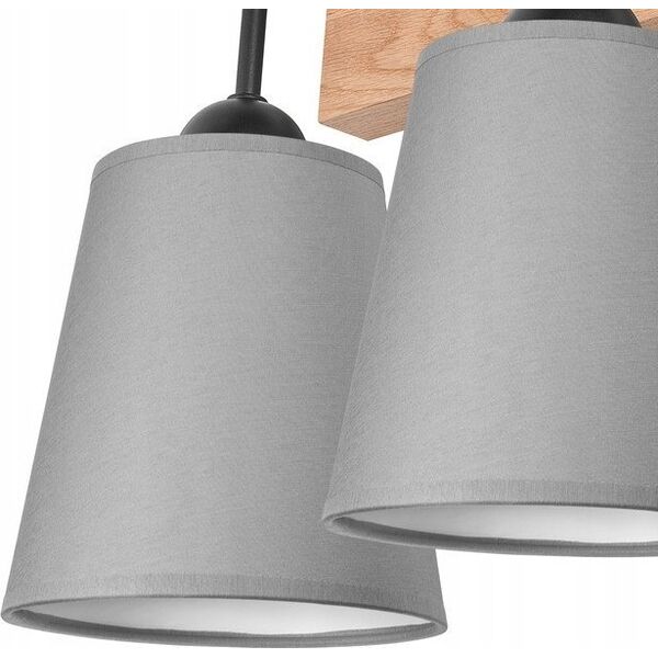 Kinkiet Lamkur Lamkur Lula 47683 kinkiet lampa ścienna boho drewniany materiałowe klosze 2x60W E27 szary/drewno 13940626 5907687447683