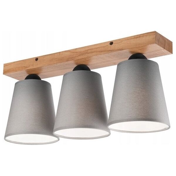 Lampa sufitowa Lamkur Lamkur Lula 47652 plafon lampa sufitowa boho drewniany materiałowe klosze 3x60W E27 szary/drewno 13940628 5907687447652