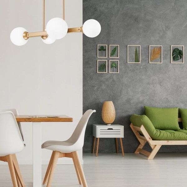 Lampa wisząca Lamkur Lamkur Astro 45092 lampa wisząca zwis modernistyczna ball kule szklane klosze 4x5W G9 biała/złota 13940631 5907687445092
