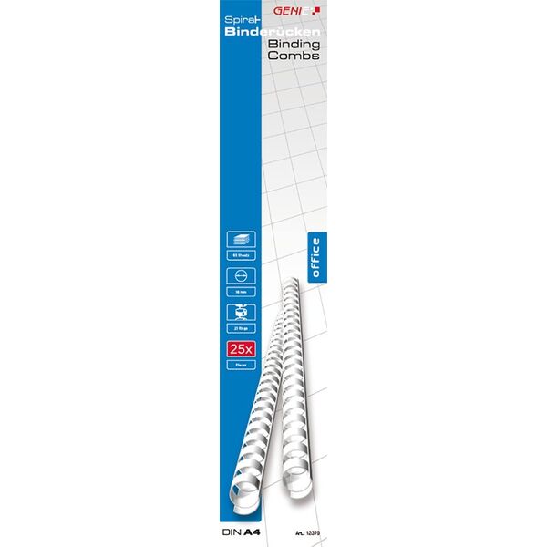 Genie GENIE Spiralbinderücken 10mm weiß 25 Stk 13944150 4015468123792