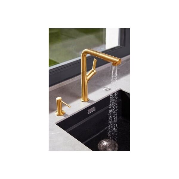 Bateria kuchenna KFA 6623-220-31 / KFA / DUERO DESIGN /  BATERIA KUCHENNA ZLEW STOJĄCA Z WYCIĄGANĄ WYLEWKĄ I OBROTOWĄ WYLEWKĄ 2 FUNKCYJNĄ, PVD ZŁOTY SZCZOTKOWANY / 13945259 5907571660235