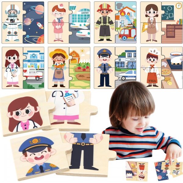 Viga Toys Drewniane Puzzle Układanka Dopasowanie Zawodów  Lumarko! 13948291 6971608446504