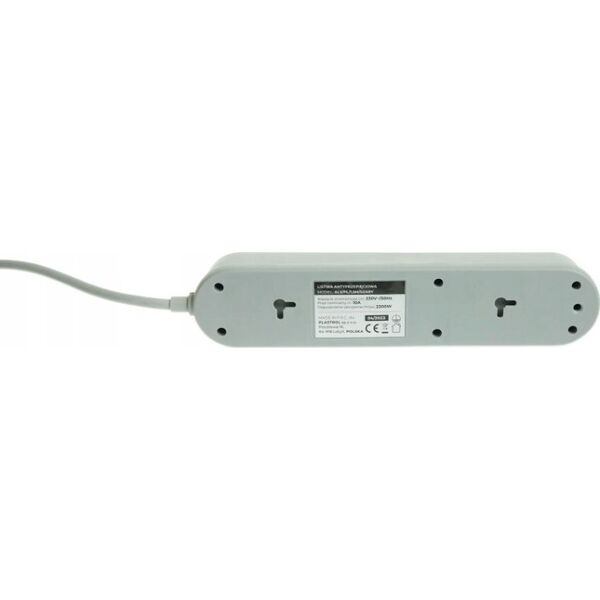 Listwa zasilająca Plastrol Plastrol Filtr W-00013 listwa zasilająca z układem przeciwprzepięciowym trzy gniazda, włącznik szara 13955277 5902273423836