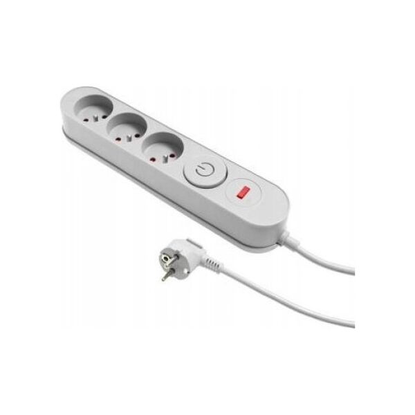 Listwa zasilająca Plastrol Plastrol Filtr W-00016 listwa zasilająca z układem przeciwprzepięciowym trzy gniazda, włącznik szara 13955278 5902273423850