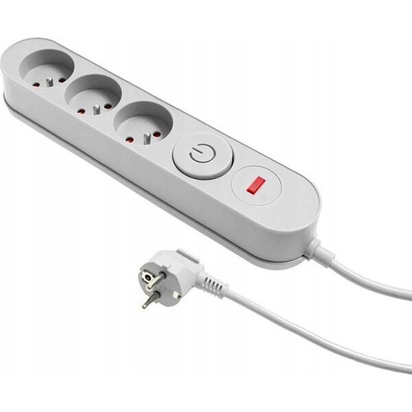 Listwa zasilająca Plastrol Plastrol Filtr W-00011 listwa zasilająca z układem przeciwprzepięciowym trzy gniazda, włącznik szara 13955279 5902273423812