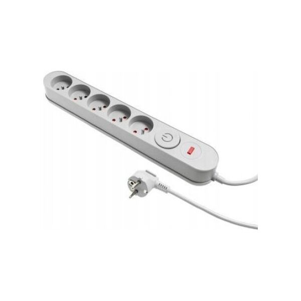 Listwa zasilająca Plastrol Plastrol Filtr W-00020 listwa zasilająca z układem przeciwprzepięciowym pięć gniazd, włącznik szara 13955280 5902273423898