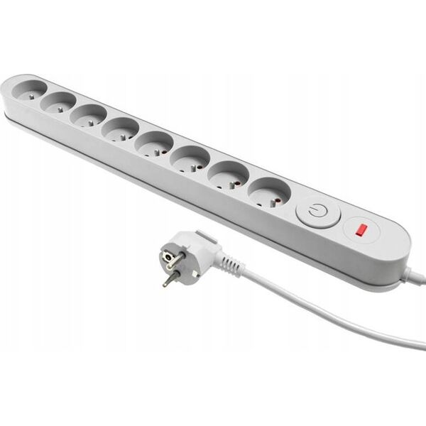 Listwa zasilająca Plastrol Plastrol Filtr W-00026 listwa zasilająca z układem przeciwprzepięciowym osiem gniazd, włącznik szara 13955284 5902273423959