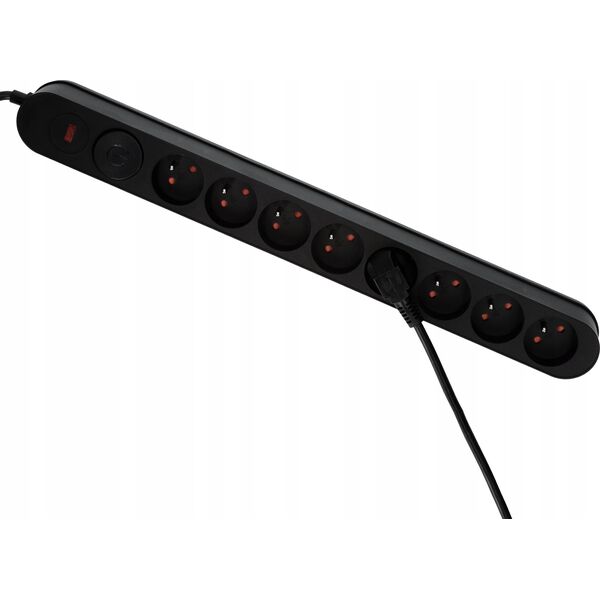 Listwa zasilająca Plastrol Plastrol Filtr W-00025 listwa zasilająca z układem przeciwprzepięciowym osiem gniazd, włącznik czarna 13955286 5902273423942
