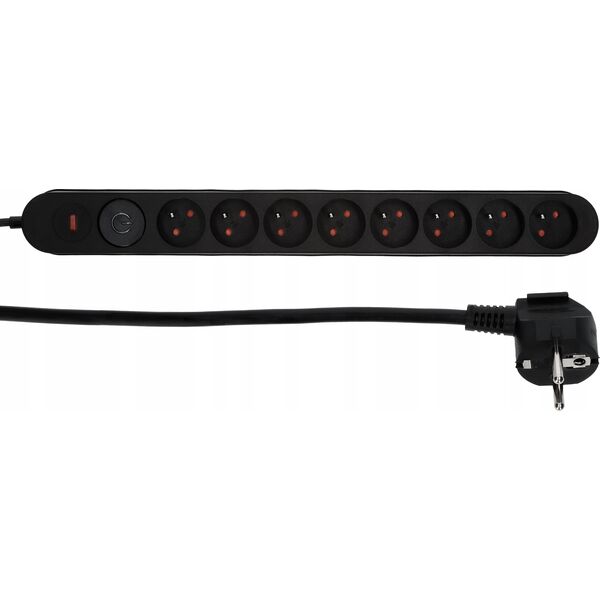 Listwa zasilająca Plastrol Plastrol Filtr W-00023 listwa zasilająca z układem przeciwprzepięciowym osiem gniazd, włącznik czarna 13955287 5902273423928