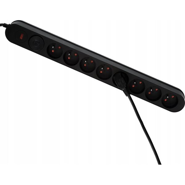 Listwa zasilająca Plastrol Plastrol Filtr W-00023 listwa zasilająca z układem przeciwprzepięciowym osiem gniazd, włącznik czarna 13955287 5902273423928