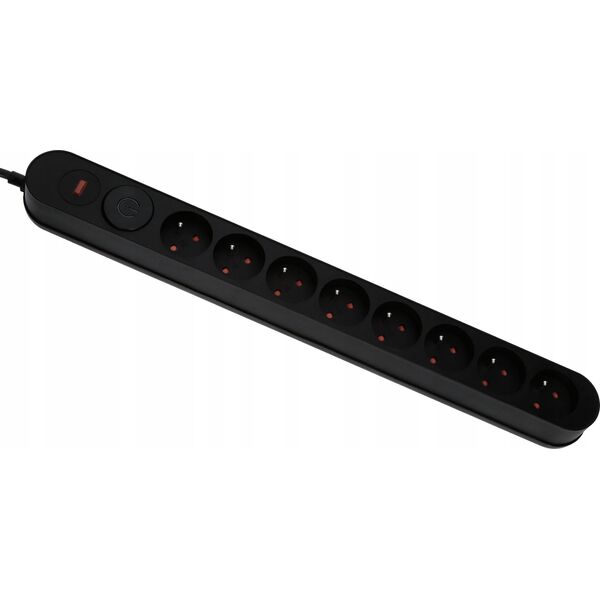Listwa zasilająca Plastrol Plastrol Filtr W-00023 listwa zasilająca z układem przeciwprzepięciowym osiem gniazd, włącznik czarna 13955287 5902273423928