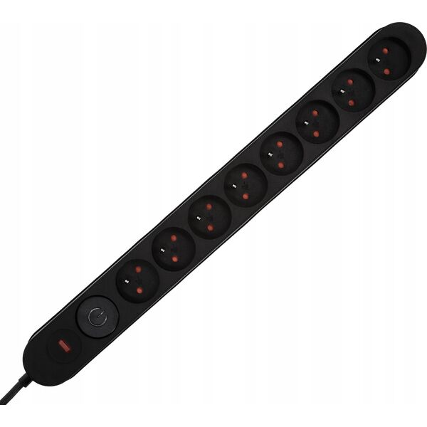 Listwa zasilająca Plastrol Plastrol Filtr W-00023 listwa zasilająca z układem przeciwprzepięciowym osiem gniazd, włącznik czarna 13955287 5902273423928