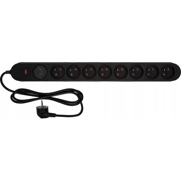 Listwa zasilająca Plastrol Plastrol Filtr W-00023 listwa zasilająca z układem przeciwprzepięciowym osiem gniazd, włącznik czarna 13955287 5902273423928