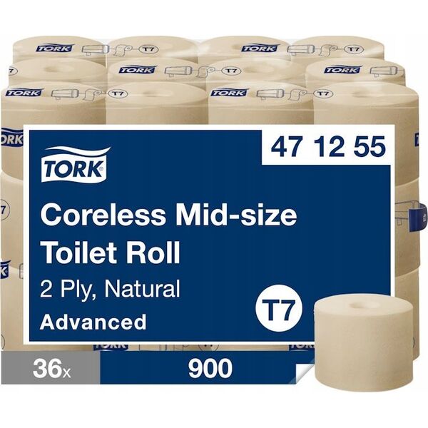 Tork Tork - Papier toaletowy w rolce bez gilzy, T7, Advanced, 2-warstwowy, 36 × 900 odcinków - Naturalny 13957127 7322541848365