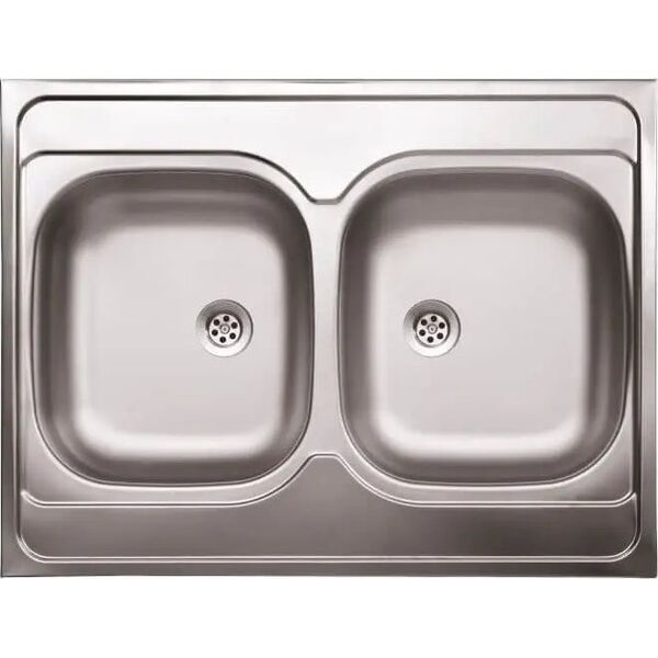Zlewozmywak Kuchinox SK2_020T / KUCHINOX / ZLEW / STALOWY NAKŁADANY 2KOM. 60X80 GŁADKI + SYFON (OKS_B14K) / 13962533 5907791150578