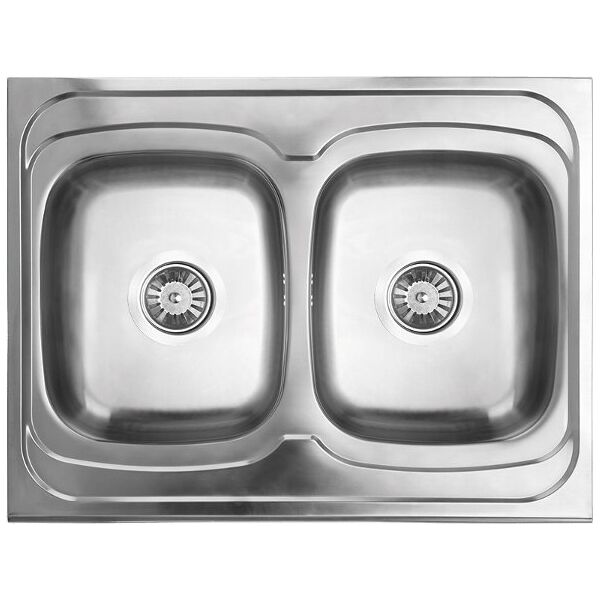Zlewozmywak Kuchinox SK2_020T / KUCHINOX / ZLEW / STALOWY NAKŁADANY 2KOM. 60X80 GŁADKI + SYFON (OKS_B14K) / 13962533 5907791150578