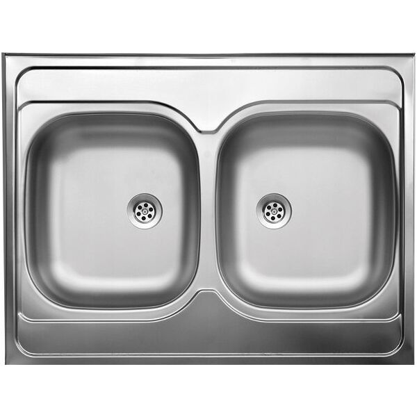Zlewozmywak Kuchinox SK2_020T / KUCHINOX / ZLEW / STALOWY NAKŁADANY 2KOM. 60X80 GŁADKI + SYFON (OKS_B14K) / 13962533 5907791150578