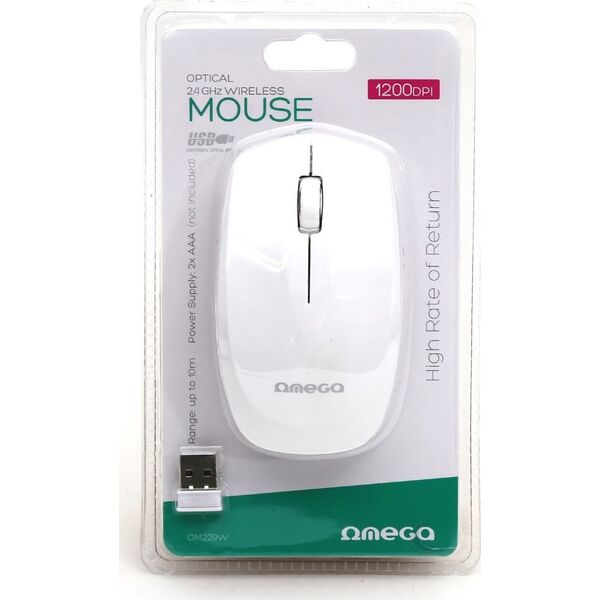 Mysz Omega OMEGA MYSZ BEZPRZEWODOWA MOUSE WIRELESS 1200DPI WHITE [45865] 13962586 5907595458658