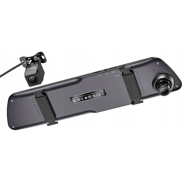 Kamera Hoco HOCO kamera samochodowa z wyświetlaczem 4,5" na lusterko + kamera tylna 1080P/30fps DV4 czarna 13963224 6942007616782