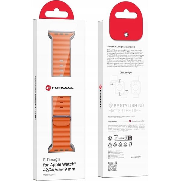 ForCell FORCELL F-DESIGN FA12 pasek do APPLE Watch 42 / 44 / 45 / 49 mm pomarańczowy 13965609 5903396223440