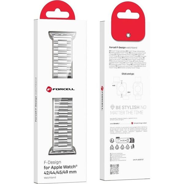 ForCell FORCELL F-DESIGN FA10 pasek do APPLE Watch 38 / 40 / 41 mm srebrny 13965630 5903396222849