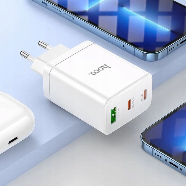 Ładowarka Hoco HOCO ładowarka sieciowa 2 x Typ C + USB A PD QC3.0 3A 35W N33 biała 13968498 6942007621076