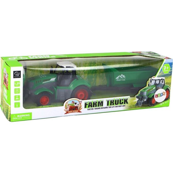 LeanToys Traktor z przyczep± R/C zielony zdalnie sterowany 13969661 5905679077061