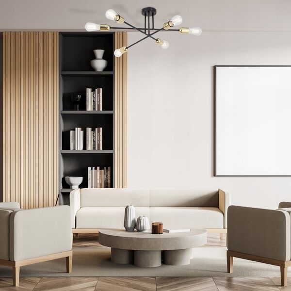 Lampa sufitowa TK Lighting TK Lighting Vista 6673 plafon lampa sufitowa 6x15W E27 czarny/złoty 13972409 5901780566739