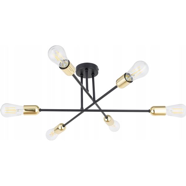 Lampa sufitowa TK Lighting TK Lighting Vista 6673 plafon lampa sufitowa 6x15W E27 czarny/złoty 13972409 5901780566739