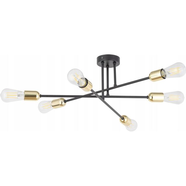 Lampa sufitowa TK Lighting TK Lighting Vista 6673 plafon lampa sufitowa 6x15W E27 czarny/złoty 13972409 5901780566739