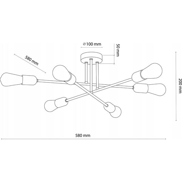 Lampa sufitowa TK Lighting TK Lighting Vista 6673 plafon lampa sufitowa 6x15W E27 czarny/złoty 13972409 5901780566739