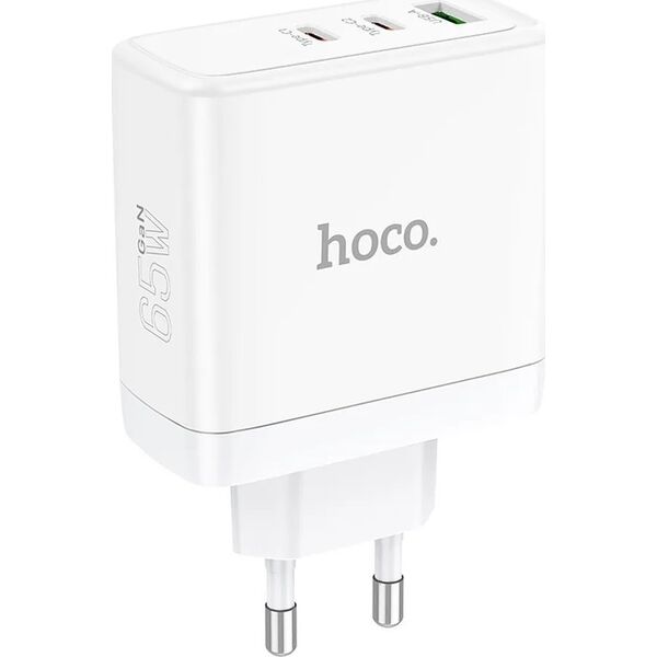 Ładowarka Hoco HOCO ładowarka sieciowa 2 x Typ C + USB A QC PD 65W GaN N30 biała 13975495 6942007621069