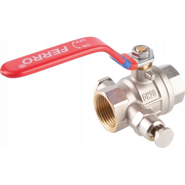 Ferro KFP01/ FERRO/  F-POWER/ ZAWÓR KUL. WODNY Z RĄCZKA 1/2'' NAKR-NAKR, Z ODPOWIETRZNIKIEM I KORKIEM 13977797 5902194992596