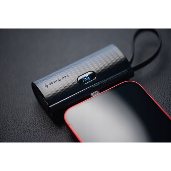 Powerbank ForCell FORCELL F-ENERGY Power Plug F5K3 powerbank 5 000mAh z wbudowanym złączem Typ C PD 20W czarny 13979007 5903396241093
